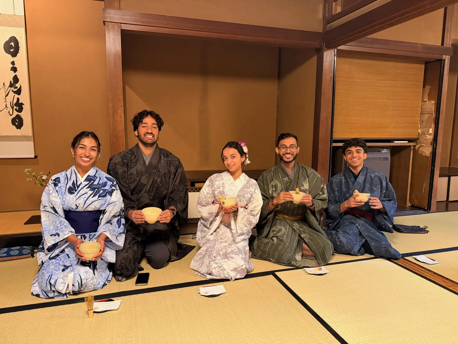The whole crew in kimonos, Kyoto